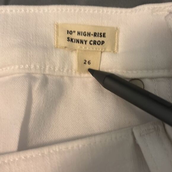 MADEWELL denim jeans white button fly 10” high rise skinny crop 26 - Picture 5 of 6